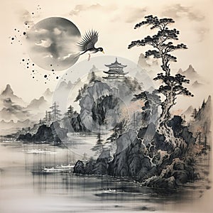 Striking Ink Wash Painting