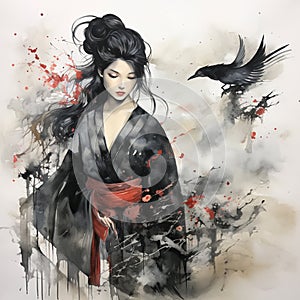 Striking Ink Wash Painting