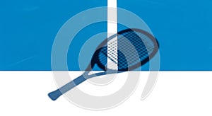 Abstract Tennis Racket Shadow on Blue and White