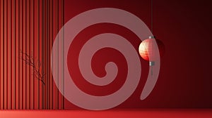 Minimalist Red Lantern Design for Chinese New Year