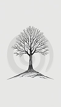 Minimalist Bare Tree Silhouette Illustration