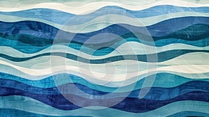A striking mix of vibrant blues and calming greens forms a picturesque representation of the lapping waves of a serene
