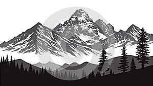 Monochrome Mountain Landscape Silhouette