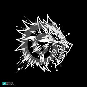 Fierce Roaring Wolf Head Vector Illustration