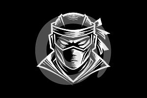 Stylized Ninja Head Mask Logo Vector Illustration