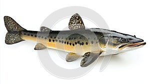 striking Muskellunge exhibits its elongated body and unique patterning showcasing its natural beauty in high resolution photo