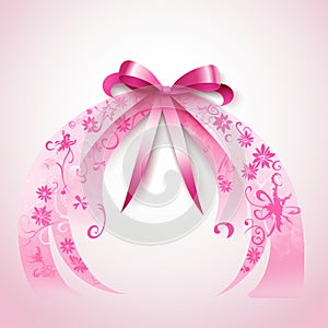 Striking pink ribbon on offwhite background