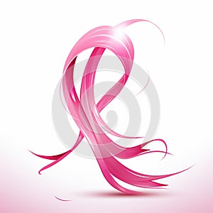 Striking pink ribbon on offwhite background