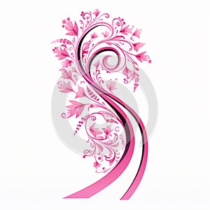 Striking Pink Ribbon on White Background A Dramatic and EyePopping Effect