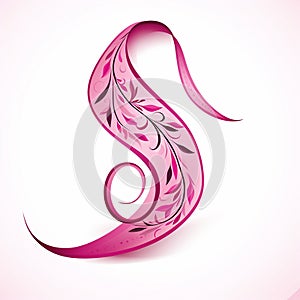 Striking Pink Ribbon on White Background A Dramatic and EyePopping Effect