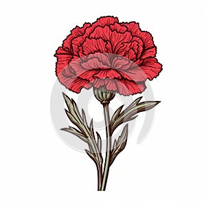 Striking Red Carnation Graphic