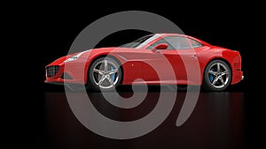 Striking red fast sports car - low angle shot