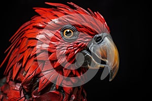 Striking Red parrot head vivid. Generate Ai
