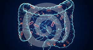 3D illustration of the microbiome and gut-brain axis