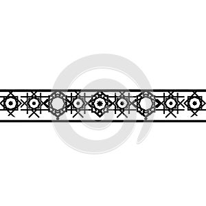 Seamless Islamic Geometric Border Pattern in Black and White
