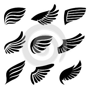 Striking Set Of Black Wings Icons, Perfect For Adding A Touch Of Elegance And Mystique To Design Projects. Tattoo, Signs