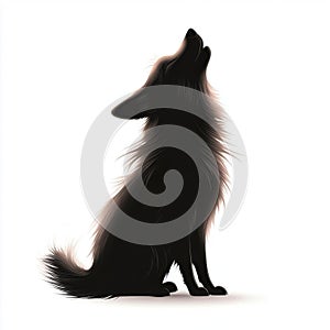 A striking silhouette of a howling dog, capturing the essence of wilderness and nature\'s beauty in minimalist art photo