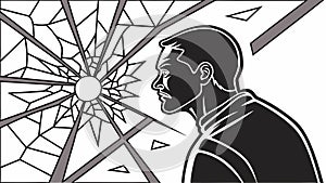 Human Head Silhouette with Abstract Geometric Brain Pattern, vector design Generative AI