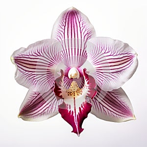 Striking Symmetrical Purple Orchid Flower In Hyperrealistic Wildlife Portrait