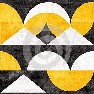 Bold Modern Tile Seamless Pattern in Black, White, and Gold