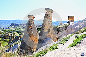 Striking Twin Fairy Chimneys Cappadocia landscape Turkey