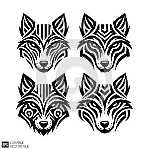 Tribal Wolf and Fox Head Vector Set