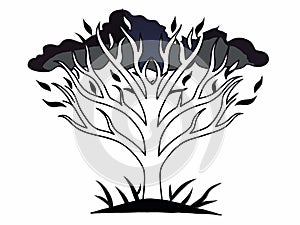 Wildfire-Inspired Burning Tree Silhouette Vector Design