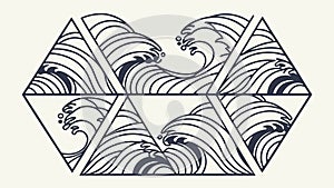 Modern Geometric Wave Pattern, Abstract Digital Art Design, vector design Generative AI