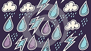 Raindrops & Lightning Bolts Abstract Pattern, vector design Generative AI