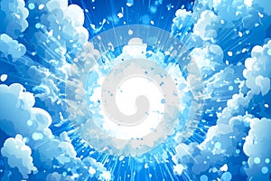 Dynamic Blue Comic Explosion with White Clouds and Text Space - Vector Banner Design