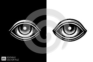 Stylized All-Seeing Eye Vector Icon - Black and White Graphic
