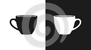 Minimalist Black and White Coffee Cup Icons Set