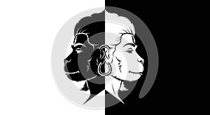 Hanuman Duality Profile Vector Illustration