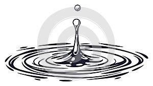 Water Drop Creating Ripples Vector Art, Calm Impactful, vector design Generative AI