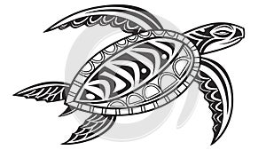 Tribal Turtle with Bold Geometric Patterns, vector design Generative AI
