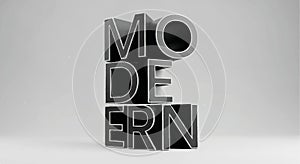 Modern Word in 3D Block Letters on Grey Background
