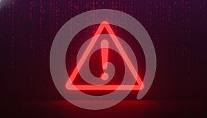 Cybersecurity Alert: Warning Sign on Binary Code Background