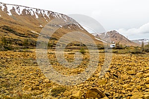 Striking yellow rocks of the Tablelands, Gros Morne National Par