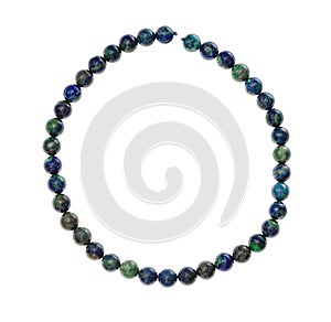 String of beads from natural azurite gemstone