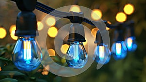 The String of Blue Lights. AI generated photo