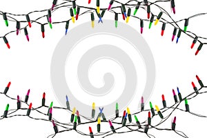 String of Christmas lights decoration isolated on white background