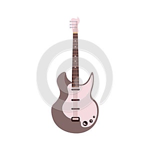 String electric guitar isolated on white background. Cartoon musical instruments in flat style. Guitar cute icon. Vector