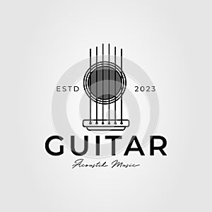 string guitar acoustic or electric bass logo vector illustration design