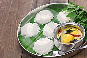 String hoppers with egg curry, south indian cuisine photo