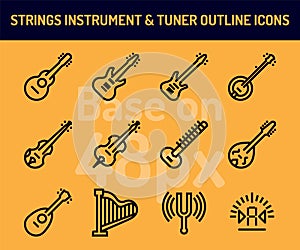 String instrument icon set. Outline icons base on 48 pixel with pixel perfect