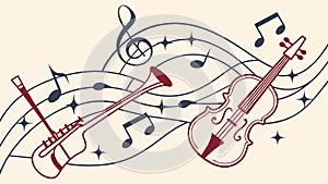 String Instruments and Musical Notes Pattern, Classical Music Harmony Vector Design Generative AI