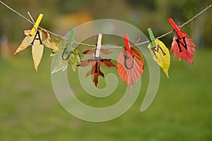 String with leaves and letters spelling: AUTUMN