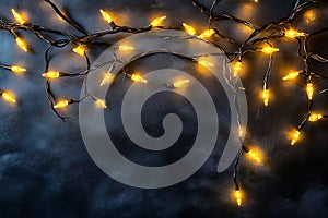 String Lights Festive Glow Dark Background