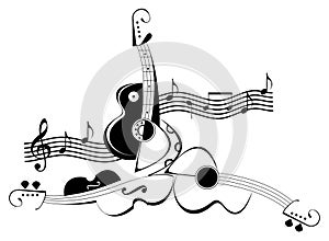 String musical instruments - violin and guitar