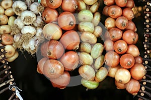 String of onion and garlic